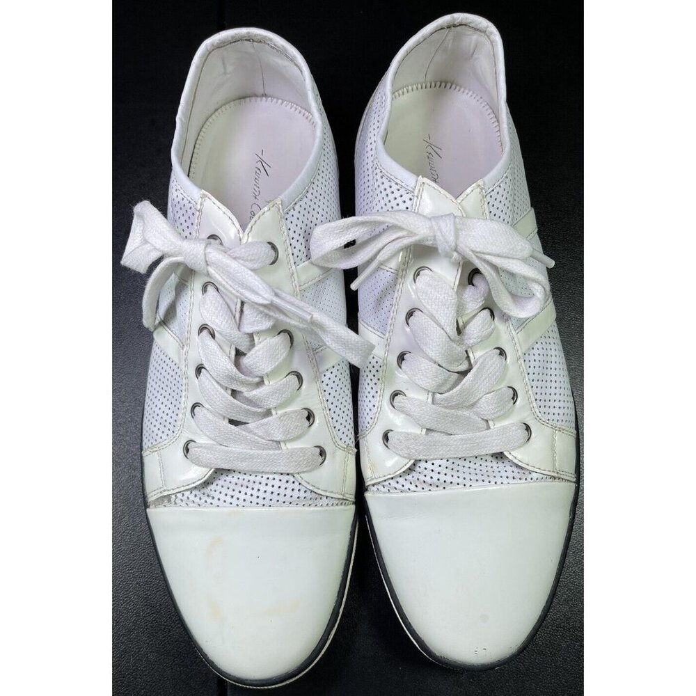 Kenneth Cole New York Mens White Leather Down Load Oxford Shoes